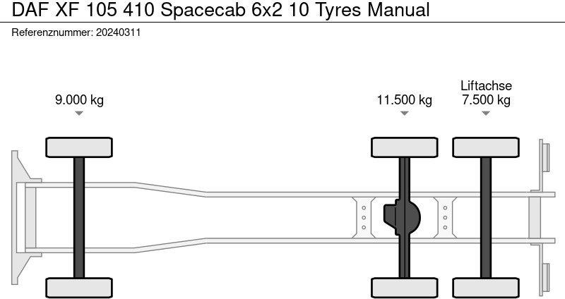 Φορτηγό με σύστημα καλωδίων DAF XF 105 410 Spacecab 6x2 10 Tyres Manual: φωτογραφία 6