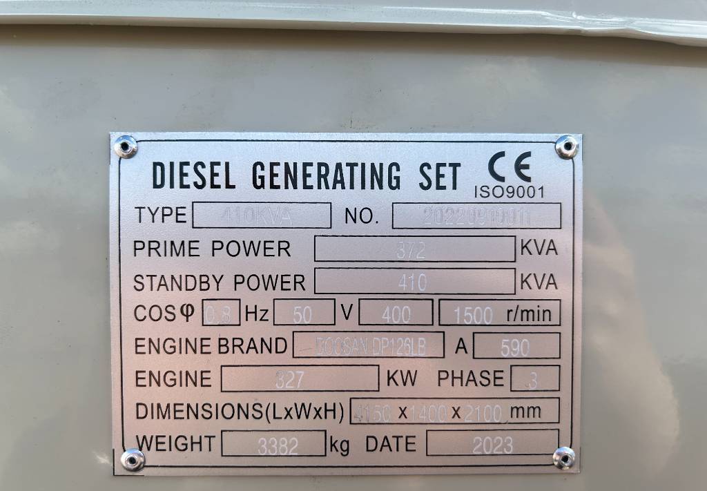Βιομηχανική γεννήτρια Doosan DP126LB - 410 kVA Generator - DPX-19854: φωτογραφία 4