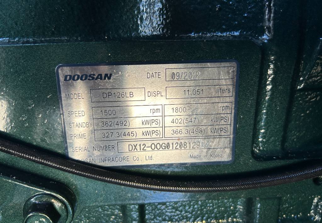 Βιομηχανική γεννήτρια Doosan DP126LB - 410 kVA Generator - DPX-19854: φωτογραφία 15