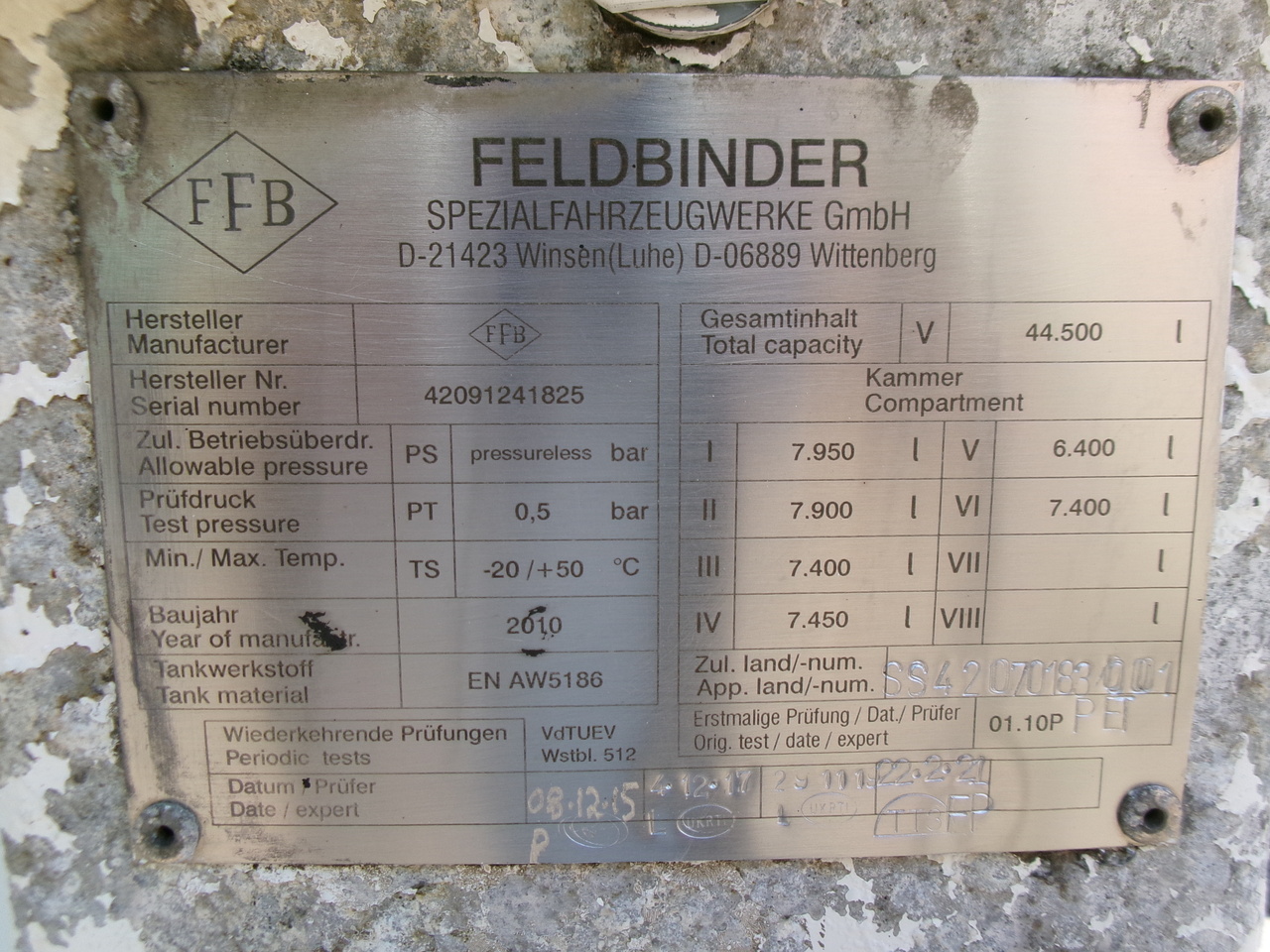 Επικαθήμενο βυτίο για τη μεταφορά καυσίμων Feldbinder Fuel tank alu 42 m3 / / 6 comp + pump: φωτογραφία 29