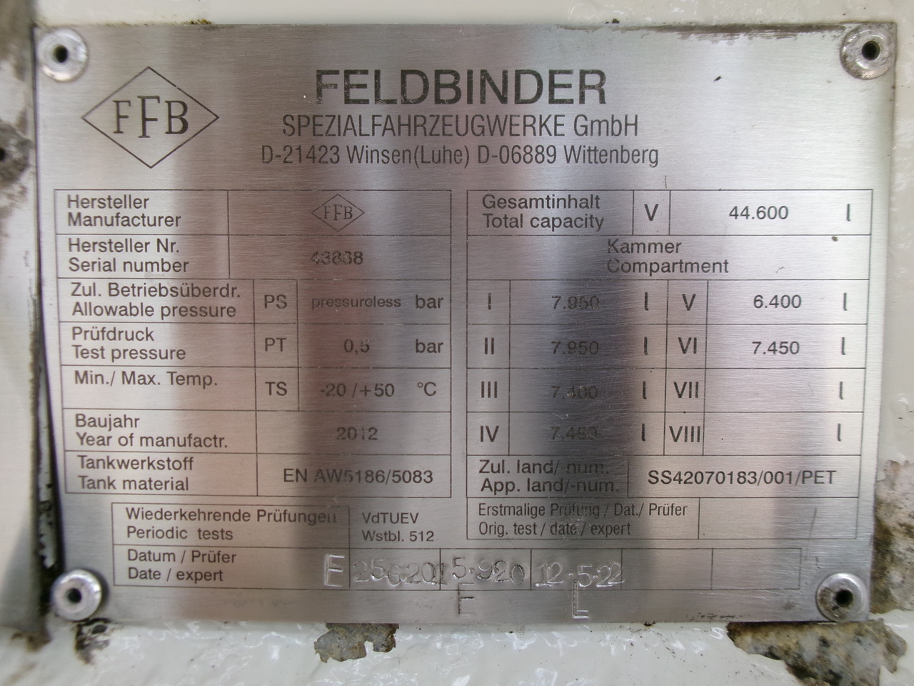 Επικαθήμενο βυτίο για τη μεταφορά καυσίμων Feldbinder Fuel tank alu 44.6 m3 + pump: φωτογραφία 24