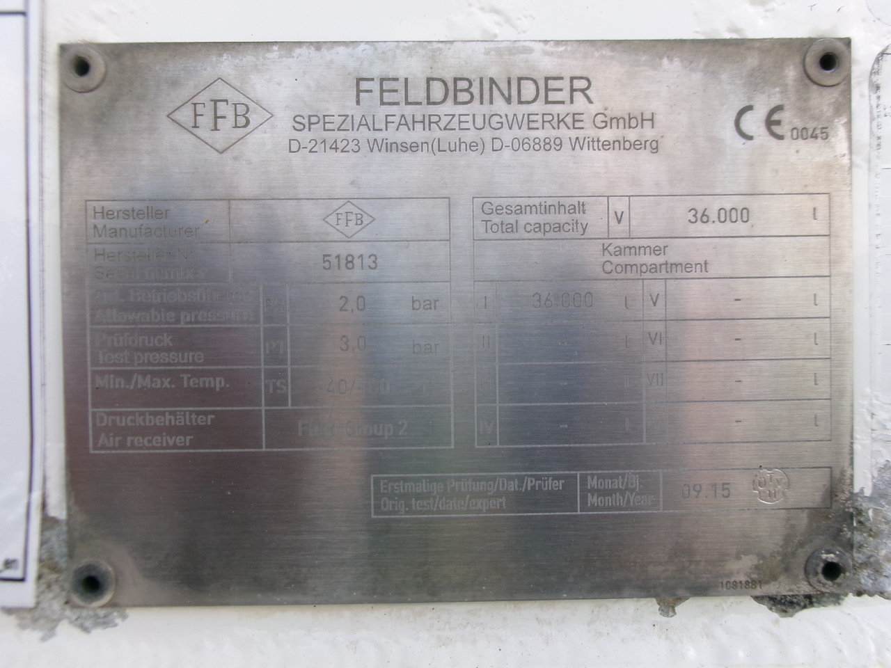 Επικαθήμενο βυτίο για τη μεταφορά λεύρι Feldbinder Powder tank alu 36 m3 / 1 comp: φωτογραφία 25