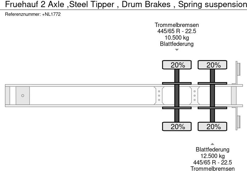 Επικαθήμενο ανατρεπόμενο Fruehauf 2 Axle ,Steel Tipper , Drum Brakes , Spring suspension: φωτογραφία 12