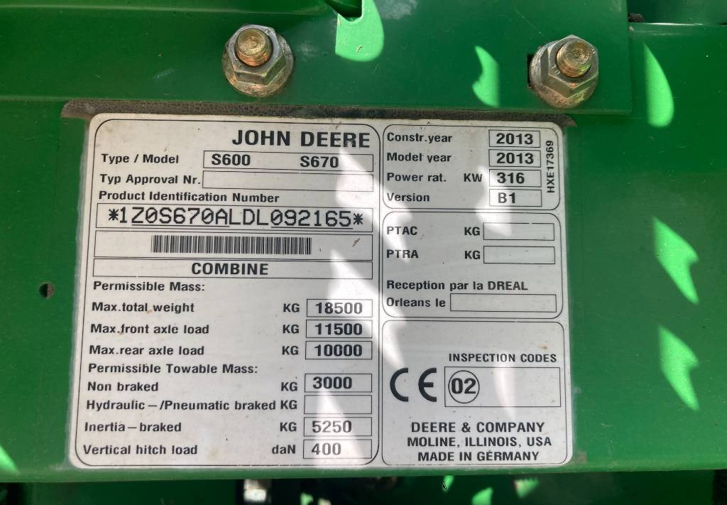 Θεριζοαλωνιστική μηχανή John Deere S 670 i: φωτογραφία 14