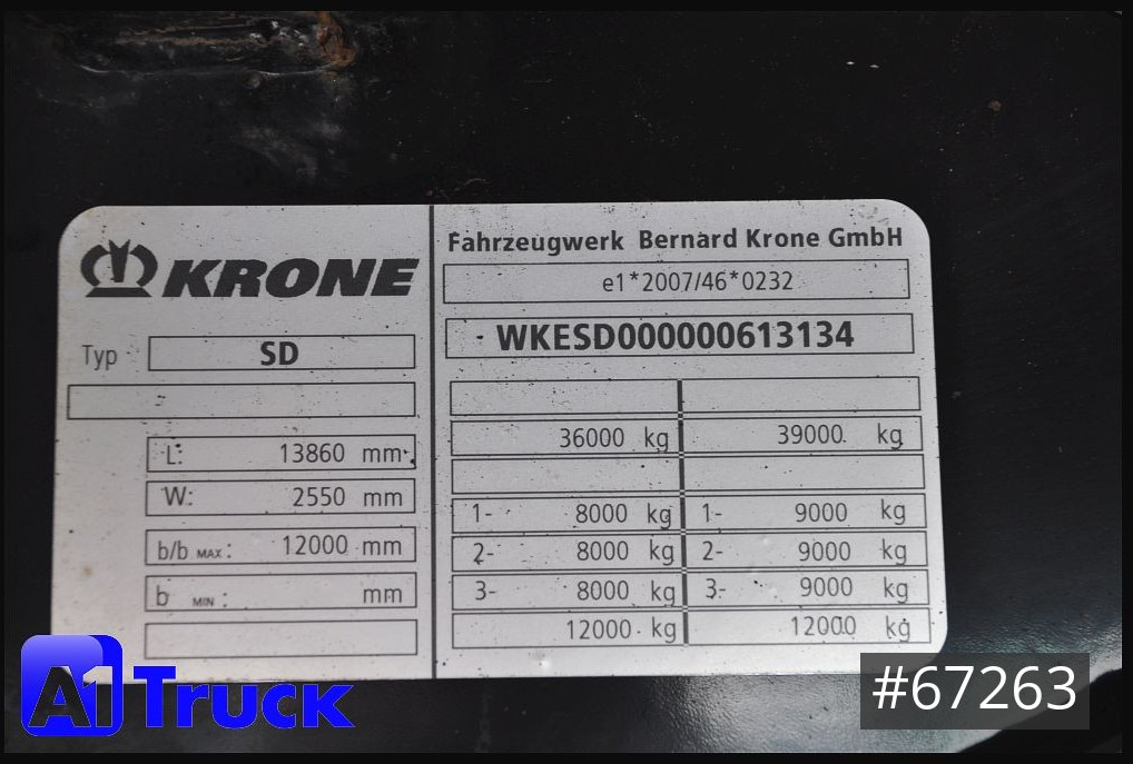 Επικαθήμενο κόφα KRONE SDK 27, Koffer, 1 Vorbesitzer, TÜV 08/2024: φωτογραφία 8