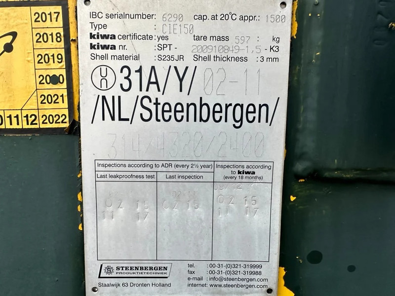 Δεξαμενή αποθήκευσης Kiwa IBC Steenbergen KIWA IBC 1500 liter dieseltank met handpomp: φωτογραφία 3