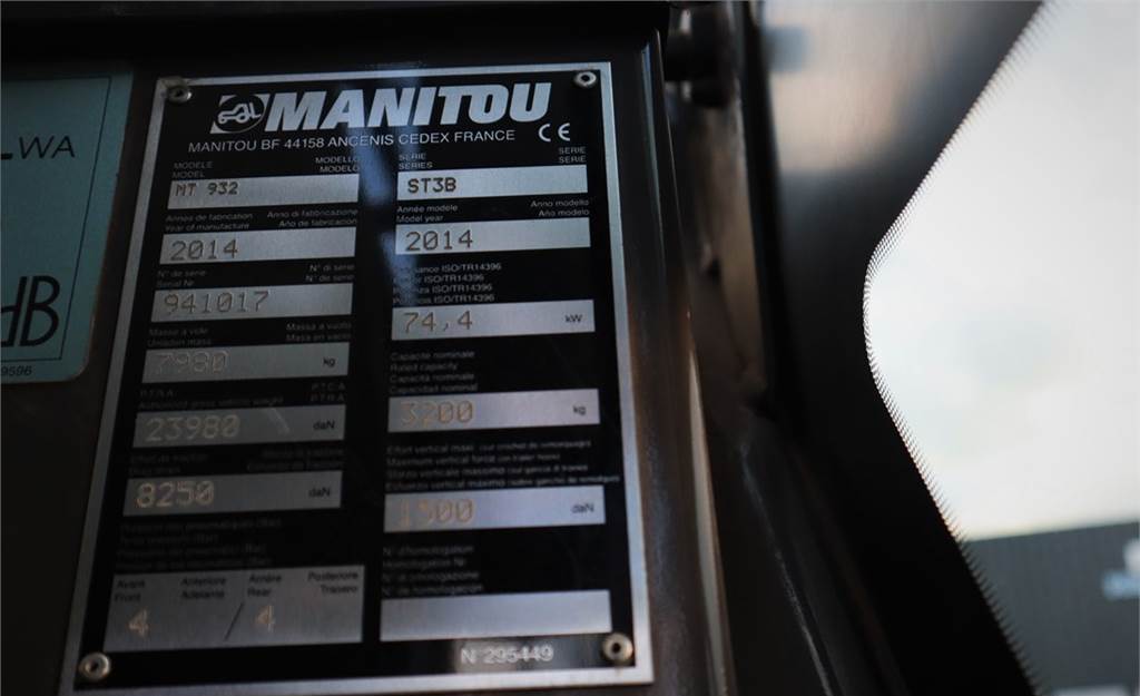 Τηλεσκοπικός φορτωτής Manitou MT932 Valid inspection, *Guarantee! Diesel, 4x4x4: φωτογραφία 6