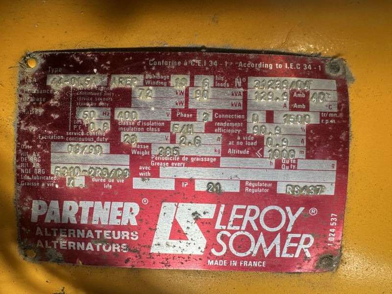 Βιομηχανική γεννήτρια Perkins SDMO Leroy Somer 90 kVA generatorset ex emergency: φωτογραφία 12