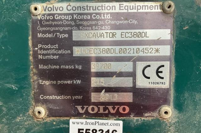 Ερπυστριοφόρος εκσκαφέας Volvo EC380DL: φωτογραφία 5
