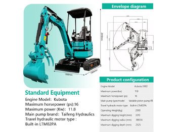 Καινούριο Μίνι εκσκαφέας LEZUM DY20T Mini Excavator Euro 5/Epa Engine Kubota Mini Excavator For Sale: φωτογραφία 2 Καινούριο Μίνι εκσκαφέας LEZUM DY20T Mini Excavator Euro 5/Epa Engine Kubota Mini Excavator For Sale: φωτογραφία 2