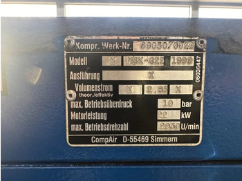 Αεροσυμπιεστής Compair MSK-G22 Elektrische Schroefcompressor 22 kW 3000 L / min 10 Bar: φωτογραφία 3