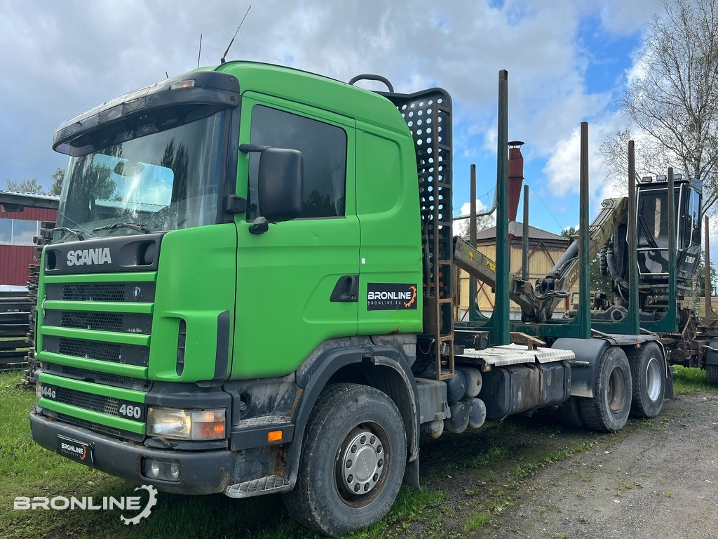 2001 Scania R144 6x4 Loglift + 1997 Närko TP3-RT-280 - Φορτηγό ξυλείας, Φορτηγό με γερανό: φωτογραφία 1 2001 Scania R144 6x4 Loglift + 1997 Närko TP3-RT-280 - Φορτηγό ξυλείας, Φορτηγό με γερανό: φωτογραφία 1