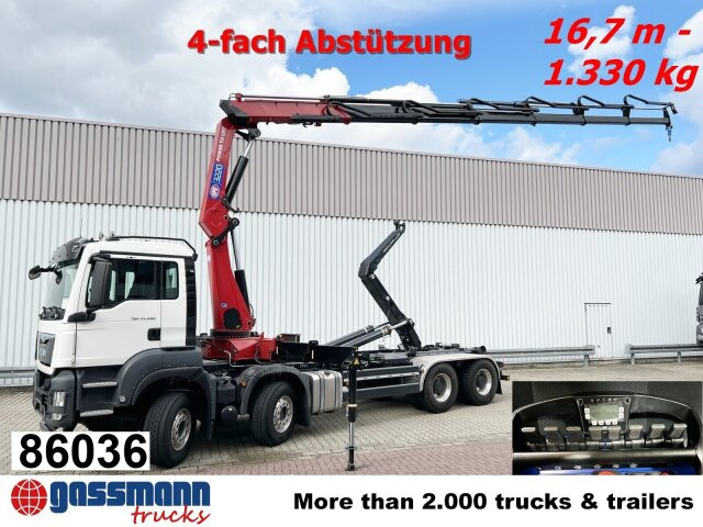 MAN TGS 35.480 8X4 BL, Intarder, Kran HMF 3220-K6, - Φορτηγό φόρτωσης γάντζου, Φορτηγό με γερανό: φωτογραφία 1 MAN TGS 35.480 8X4 BL, Intarder, Kran HMF 3220-K6, - Φορτηγό φόρτωσης γάντζου, Φορτηγό με γερανό: φωτογραφία 1