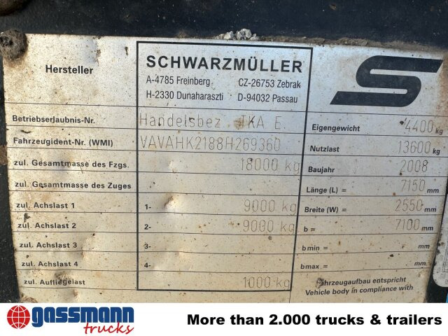 Schwarzmüller TKA 18, Alu-Bordwände, ca. 11m³ - Ρυμούλκα ανατρεπόμενο: φωτογραφία 2 Schwarzmüller TKA 18, Alu-Bordwände, ca. 11m³ - Ρυμούλκα ανατρεπόμενο: φωτογραφία 2