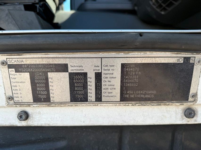 Φορτηγό σασί Scania G450 LB 8x2*6 MNB ADR Chassis / Retarder: φωτογραφία 9
