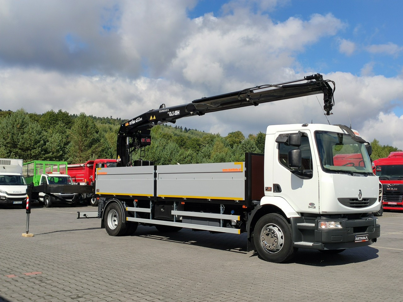 Renault Midlum 180.240DXI + HDS HYVA HB170E2 Udzwig 3.6Tony - Φορτηγό με ανοιχτή καρότσα, Φορτηγό με γερανό: φωτογραφία 1 Renault Midlum 180.240DXI + HDS HYVA HB170E2 Udzwig 3.6Tony - Φορτηγό με ανοιχτή καρότσα, Φορτηγό με γερανό: φωτογραφία 1