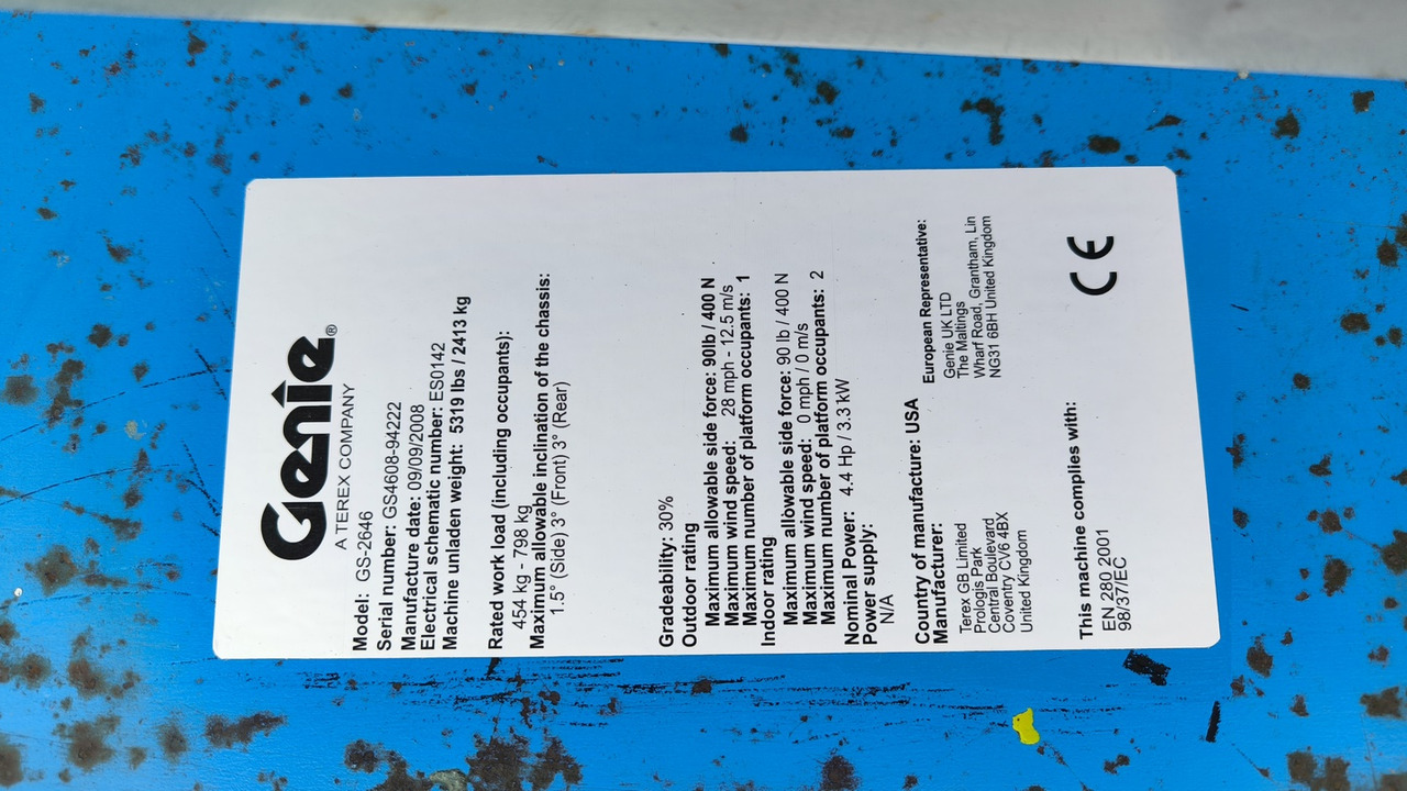 Ψαλιδωτό ανυψωτικό GENIE GS 2646: φωτογραφία 13 Ψαλιδωτό ανυψωτικό GENIE GS 2646: φωτογραφία 13