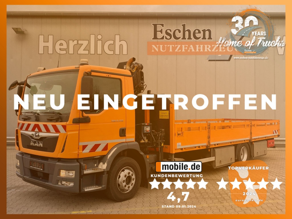 MAN TGM 15.290 4x2 BL / HIAB Faltkran - Φορτηγό με ανοιχτή καρότσα, Φορτηγό με γερανό: φωτογραφία 1 MAN TGM 15.290 4x2 BL / HIAB Faltkran - Φορτηγό με ανοιχτή καρότσα, Φορτηγό με γερανό: φωτογραφία 1