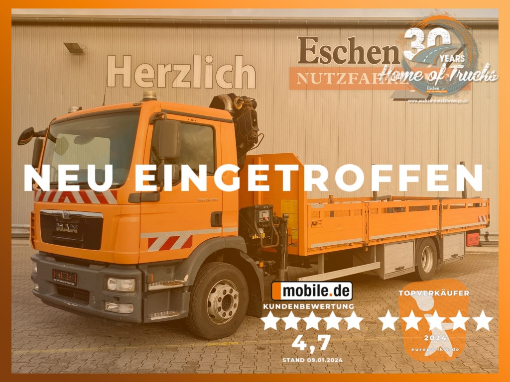 MAN TGM 15.290 4x2 BL / HIAB Faltkran - Φορτηγό με ανοιχτή καρότσα, Φορτηγό με γερανό: φωτογραφία 1 MAN TGM 15.290 4x2 BL / HIAB Faltkran - Φορτηγό με ανοιχτή καρότσα, Φορτηγό με γερανό: φωτογραφία 1