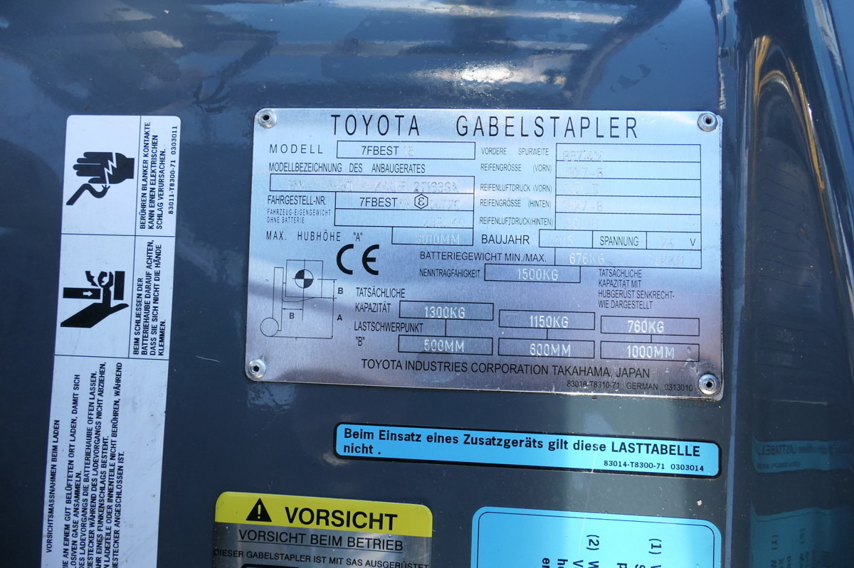 Ηλεκτροκίνητο περονοφόρο TOYOTA 7FBEST 15 Elektro Batterie 38/2020 3-Rad: φωτογραφία 10