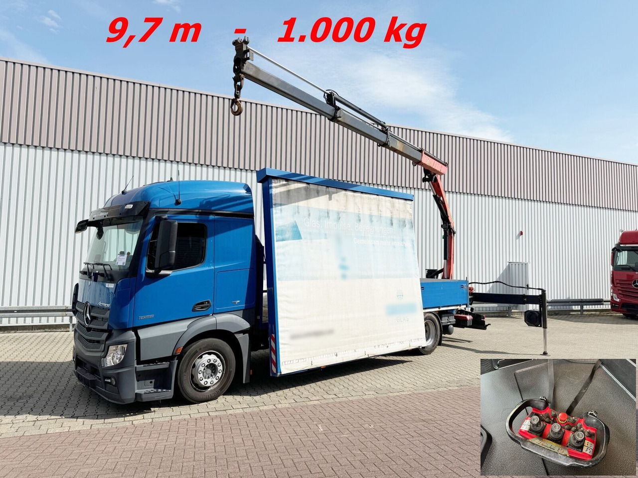 Mercedes-Benz Actros 1836 L 4x2 Actros 1836 L 4x2, Glastransporter, Heckkran Palfinger Pk 12002-EH, Funk - Φορτηγό με γερανό: φωτογραφία 1 Mercedes-Benz Actros 1836 L 4x2 Actros 1836 L 4x2, Glastransporter, Heckkran Palfinger Pk 12002-EH, Funk - Φορτηγό με γερανό: φωτογραφία 1
