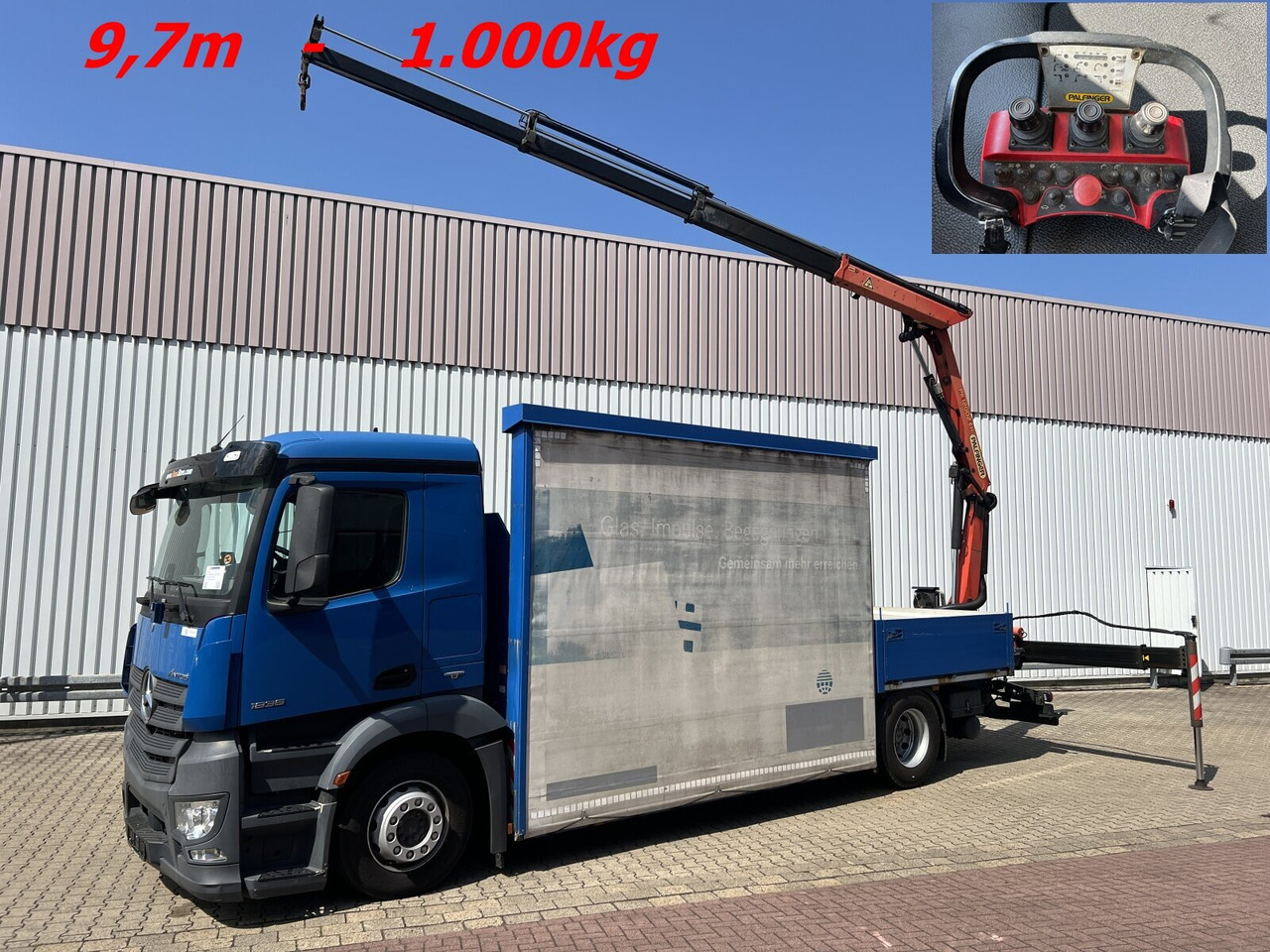 Mercedes-Benz Antos 1836 L 4x2 Antos 1836 L 4x2, Glastransporter, Heckkran Palfinger Pk 12002-EH, Funk - Φορτηγό με γερανό: φωτογραφία 1 Mercedes-Benz Antos 1836 L 4x2 Antos 1836 L 4x2, Glastransporter, Heckkran Palfinger Pk 12002-EH, Funk - Φορτηγό με γερανό: φωτογραφία 1