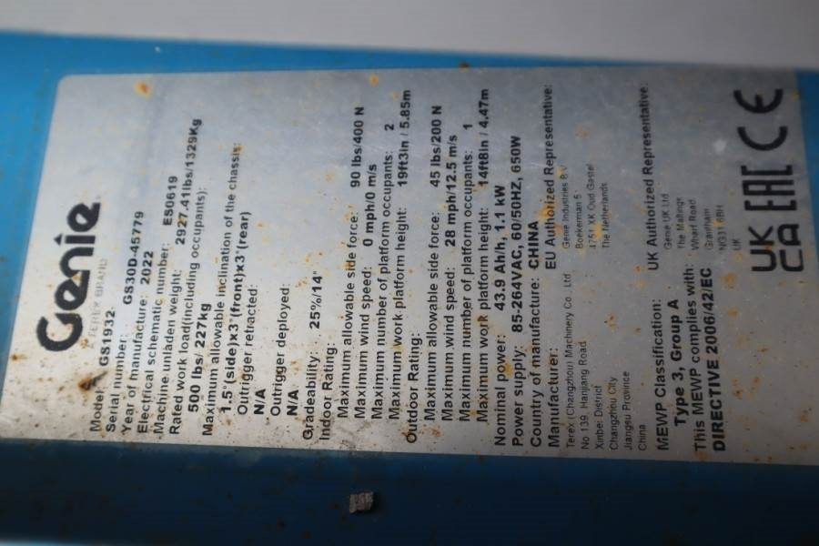 Ψαλιδωτό ανυψωτικό Genie GS1932 E-Drive Several In Stock, 8m Working Height: φωτογραφία 6