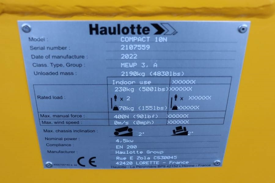 Ψαλιδωτό ανυψωτικό Haulotte Compact 10N Valid Iinspection, *Guarantee! 10m Wor: φωτογραφία 6