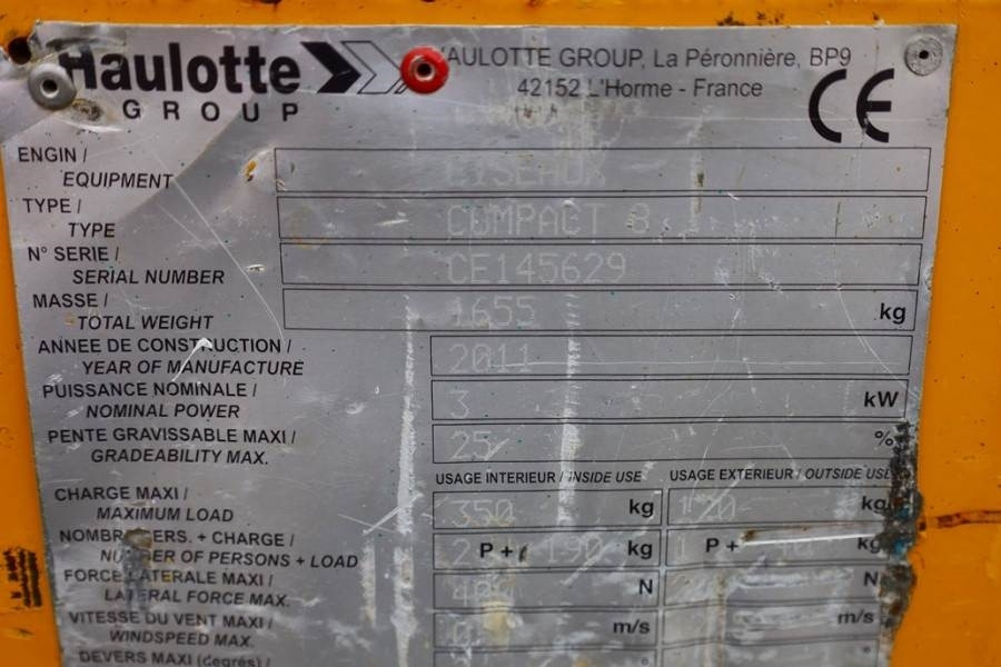 Ψαλιδωτό ανυψωτικό Haulotte Compact 8 Electric, 8.2m Working Height, 350kg Cap: φωτογραφία 7