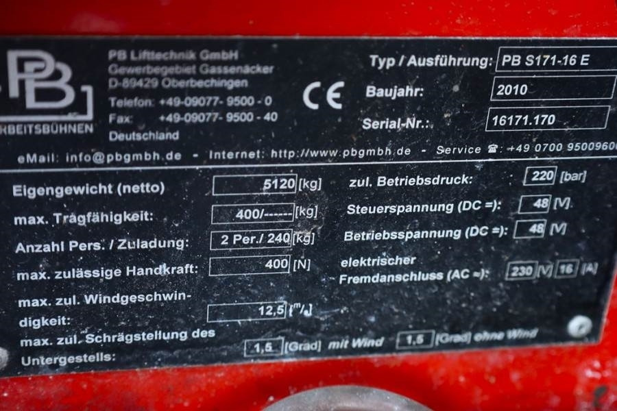 Ψαλιδωτό ανυψωτικό PB LIFT S171-16E Electric, 17.3m Working Height, 400k: φωτογραφία 6
