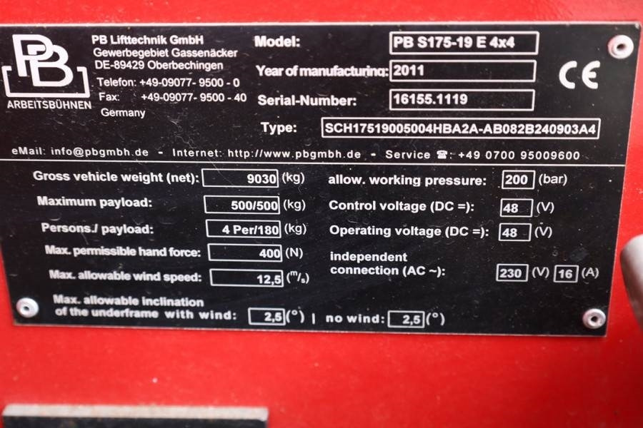 Leasing PB LIFT S175-19E 4x4 Electric, 4x4 Drive, 18.1m Worki  PB LIFT S175-19E 4x4 Electric, 4x4 Drive, 18.1m Worki: φωτογραφία 6