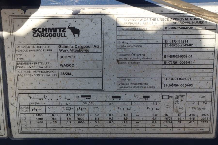 Τρέιλερ κουρτίνα Schmitz CARG SCB3ST CoC Documents, TuV Loading Certificate: φωτογραφία 7 Τρέιλερ κουρτίνα Schmitz CARG SCB3ST CoC Documents, TuV Loading Certificate: φωτογραφία 7