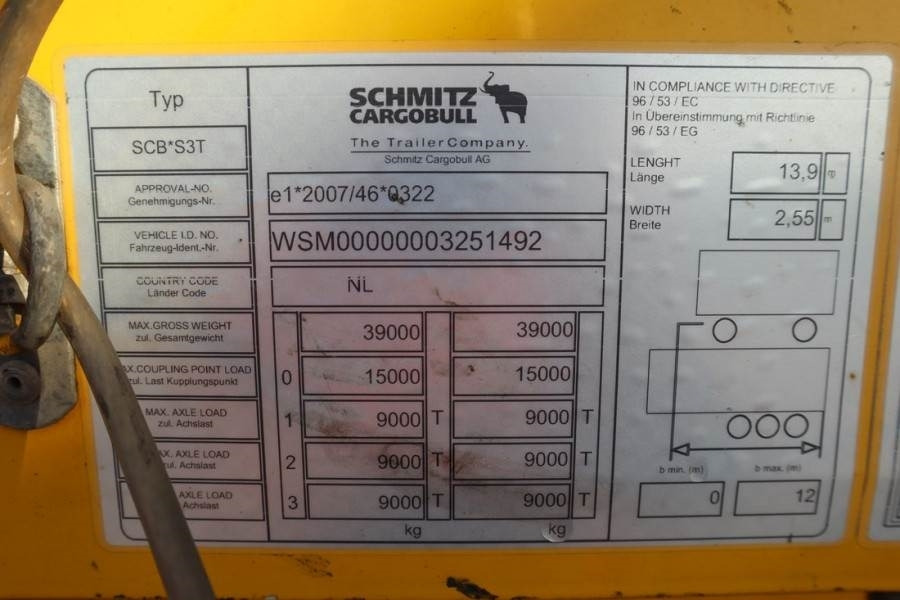 Τρέιλερ κουρτίνα Schmitz Cargobull SCB3ST CoC Documents, TuV Loading Certif: φωτογραφία 6