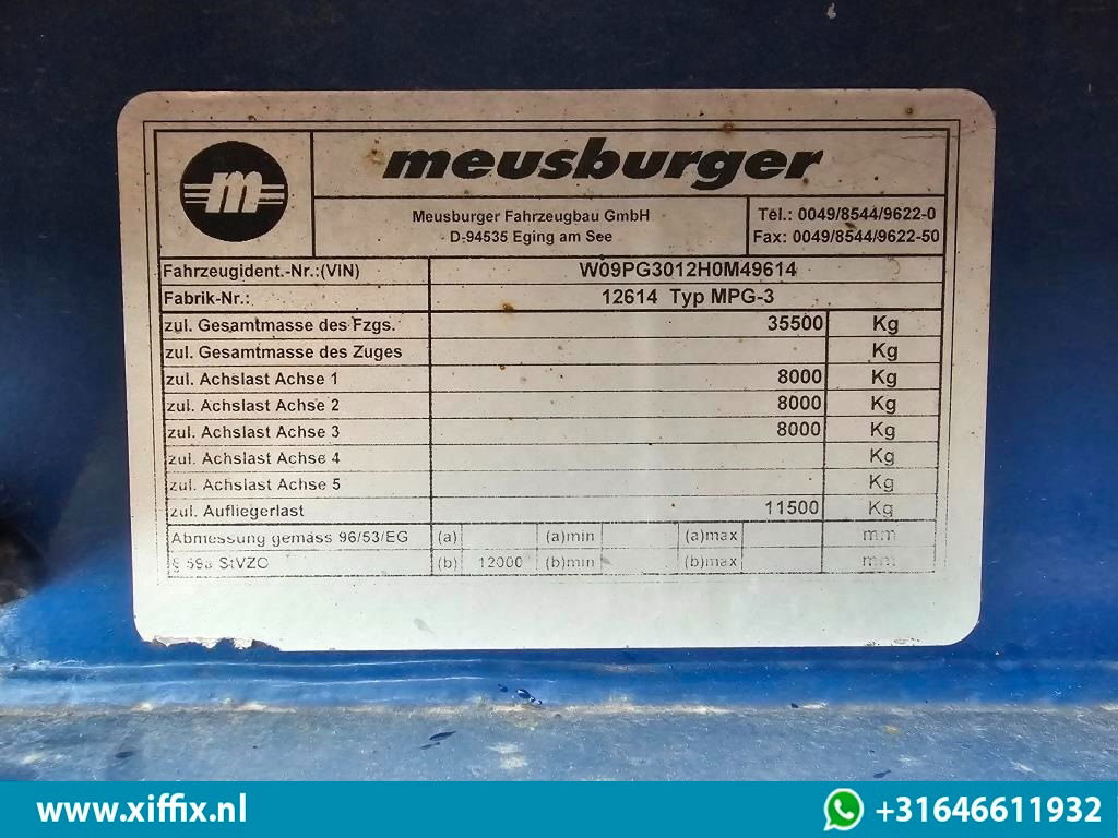 Επικαθήμενο με χαμηλό δάπεδο Meusburger 3-ass. Mega Semi dieplader met huifopbouw: φωτογραφία 13