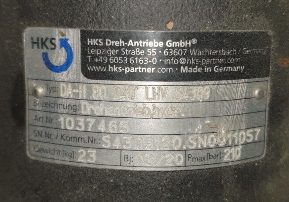 HKS DA--H 80 240º ESK1602481 for Putzmeister SPM 500 roadheader - Υδραυλικός κινητήρας: φωτογραφία 3 HKS DA--H 80 240º ESK1602481 for Putzmeister SPM 500 roadheader - Υδραυλικός κινητήρας: φωτογραφία 3