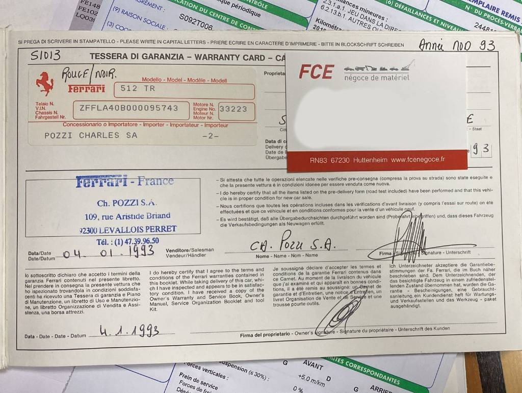 Αυτοκίνητο Ferrari 512 TR TESTAROSSA F110HB Origine Française: φωτογραφία 10 Αυτοκίνητο Ferrari 512 TR TESTAROSSA F110HB Origine Française: φωτογραφία 10