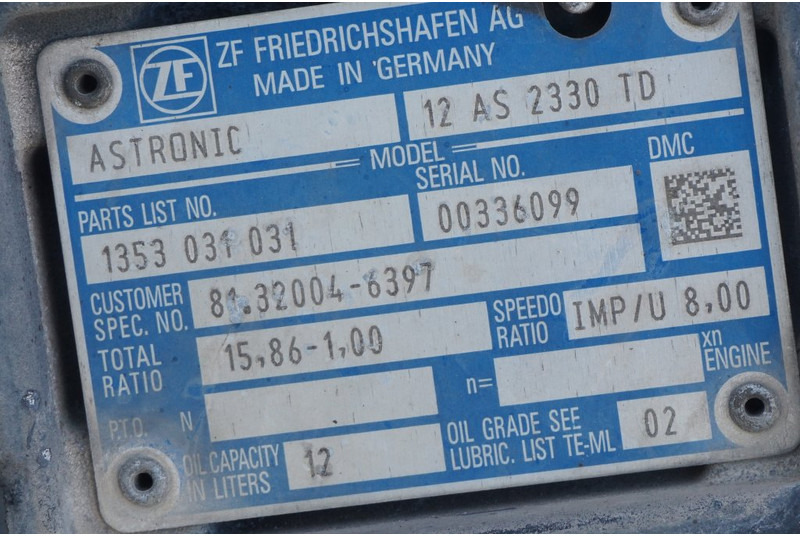 ZF 12AS2330DD TGS 81.32004-6397 - Κιβώτιο ταχυτήτων για Φορτηγό: φωτογραφία 5 ZF 12AS2330DD TGS 81.32004-6397 - Κιβώτιο ταχυτήτων για Φορτηγό: φωτογραφία 5