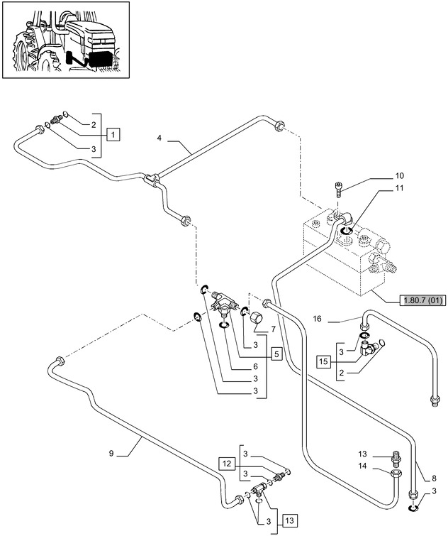 New Holland T6010 T6070 Rurka hydrauliczna 87310107 - Υδραυλικό για Γεωργικά μηχανήματα: φωτογραφία 1 New Holland T6010 T6070 Rurka hydrauliczna 87310107 - Υδραυλικό για Γεωργικά μηχανήματα: φωτογραφία 1