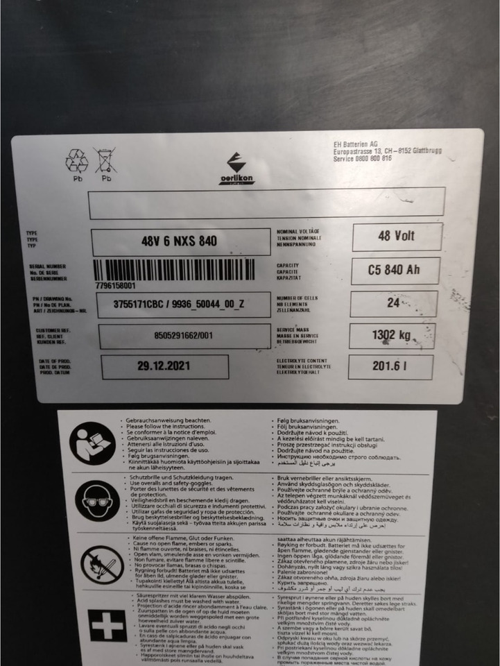 Battery 48V 840Ah - Συσσωρευτής για Ανυψωτικό μηχάνημα: φωτογραφία 2 Battery 48V 840Ah - Συσσωρευτής για Ανυψωτικό μηχάνημα: φωτογραφία 2