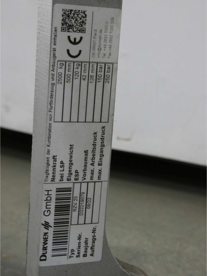 Durwen Fork positioner FEM 2 RZV25 - Παρελκόμενα για Ανυψωτικό μηχάνημα: φωτογραφία 2 Durwen Fork positioner FEM 2 RZV25 - Παρελκόμενα για Ανυψωτικό μηχάνημα: φωτογραφία 2