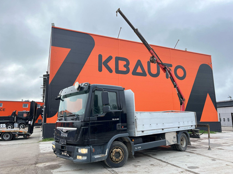MAN TGL 8.180 4x2 CAB DAMAGE ! / Fassi F28 / PLATFORM L=4366 mm - Φορτηγό με ανοιχτή καρότσα, Φορτηγό με γερανό: φωτογραφία 1 MAN TGL 8.180 4x2 CAB DAMAGE ! / Fassi F28 / PLATFORM L=4366 mm - Φορτηγό με ανοιχτή καρότσα, Φορτηγό με γερανό: φωτογραφία 1