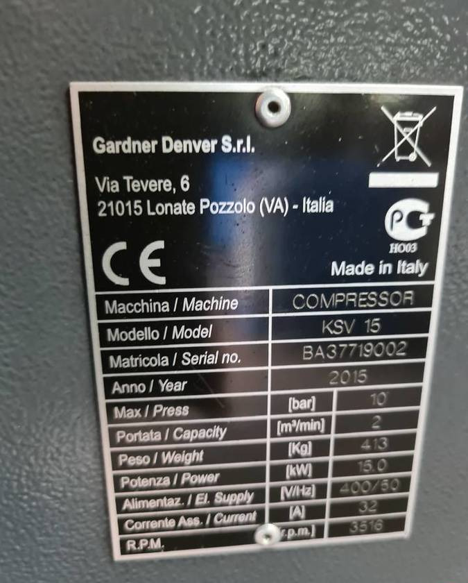 Kompresor śrubowy BOTTARINI KSV 15, 15 kw, 2015r - Αεροσυμπιεστής: φωτογραφία 5 Kompresor śrubowy BOTTARINI KSV 15, 15 kw, 2015r - Αεροσυμπιεστής: φωτογραφία 5