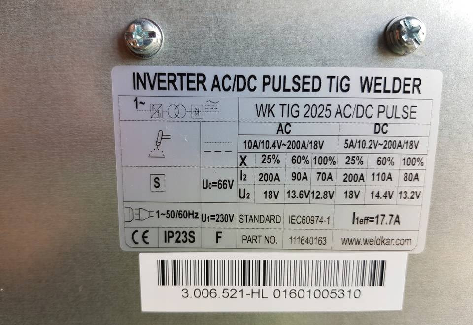 Spawarka Tig CEBORA WK 2025 AC/DC Puls, 200 A - Ηλεκτροσυγκολλήσεις: φωτογραφία 2 Spawarka Tig CEBORA WK 2025 AC/DC Puls, 200 A - Ηλεκτροσυγκολλήσεις: φωτογραφία 2
