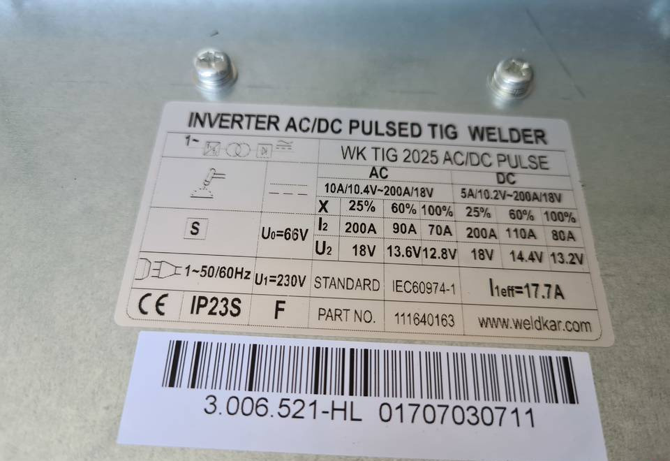 Spawarka Tig WELDKAR WK 2025 AC/DC Puls, 200A - Ηλεκτροσυγκολλήσεις: φωτογραφία 5 Spawarka Tig WELDKAR WK 2025 AC/DC Puls, 200A - Ηλεκτροσυγκολλήσεις: φωτογραφία 5