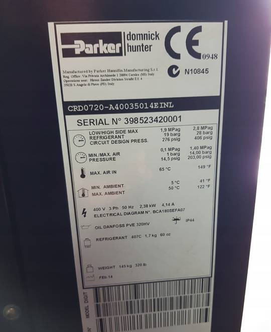 ZIĘBNICZY PARKER DOMNICK HUNTER CRD 0720 - Αεροσυμπιεστής: φωτογραφία 3 ZIĘBNICZY PARKER DOMNICK HUNTER CRD 0720 - Αεροσυμπιεστής: φωτογραφία 3