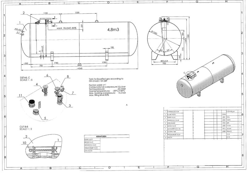 De Visser Propaan/Butaan LPG tank 4850 L (2,43 ton) Gastank, Gas, Gaz, LPG, GPL, Propane, Butane Ø 1250 including tank fittings - Ρεζερβουάρ καυσίμου: φωτογραφία 5 De Visser Propaan/Butaan LPG tank 4850 L (2,43 ton) Gastank, Gas, Gaz, LPG, GPL, Propane, Butane Ø 1250 including tank fittings - Ρεζερβουάρ καυσίμου: φωτογραφία 5