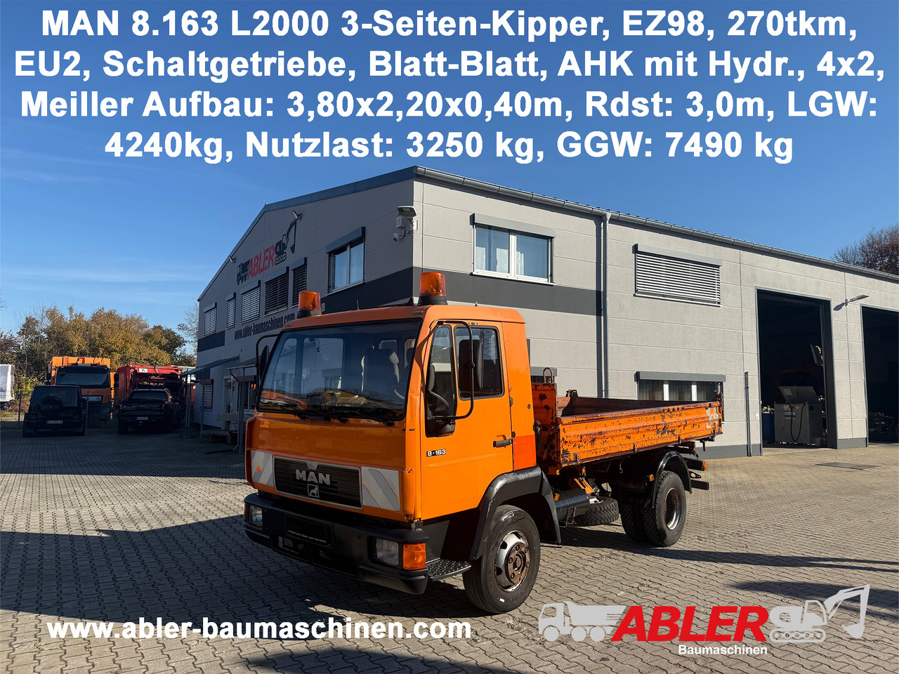 MAN 8.163 L2000 3-Seiten-Kipper AHK - Φορτηγό ανατρεπόμενο: φωτογραφία 1 MAN 8.163 L2000 3-Seiten-Kipper AHK - Φορτηγό ανατρεπόμενο: φωτογραφία 1