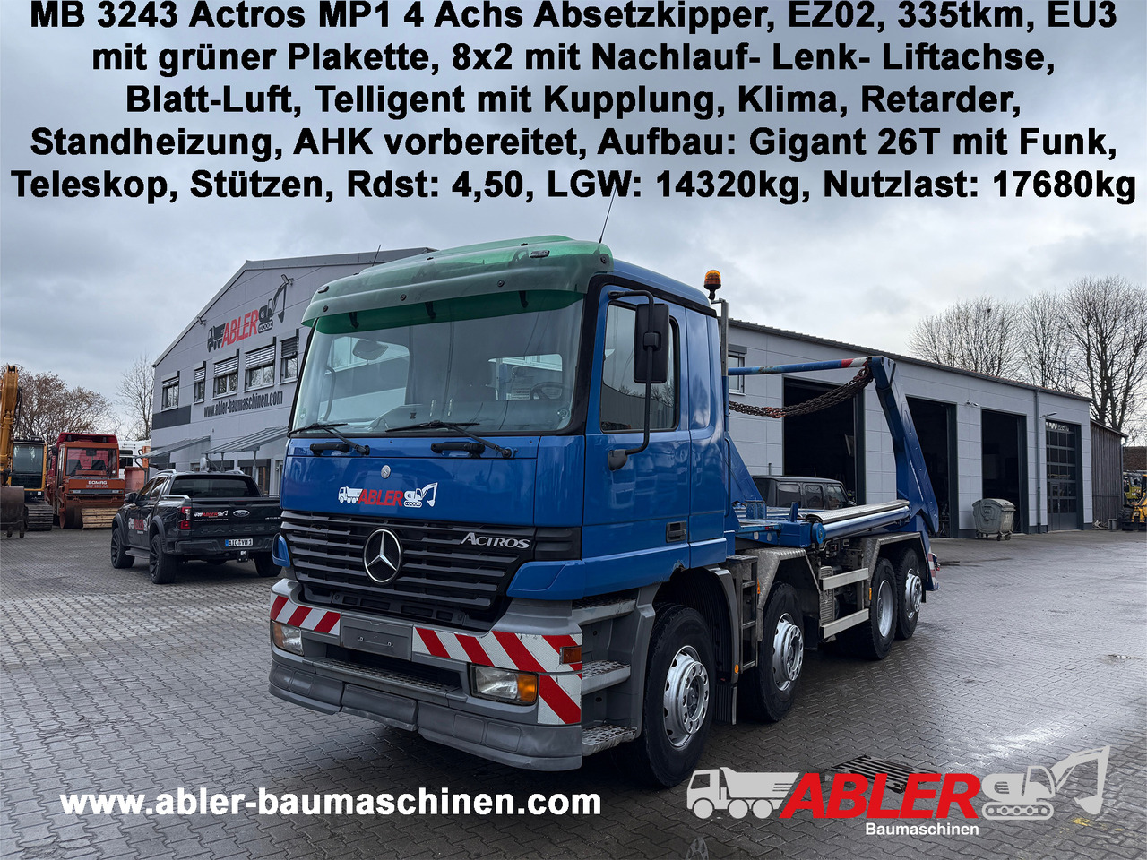 Mercedes-Benz 3243 Actros MP1 4-Achs Absetzkipper - Φορτηγό καδοφόρος φορτωτής: φωτογραφία 1 Mercedes-Benz 3243 Actros MP1 4-Achs Absetzkipper - Φορτηγό καδοφόρος φορτωτής: φωτογραφία 1