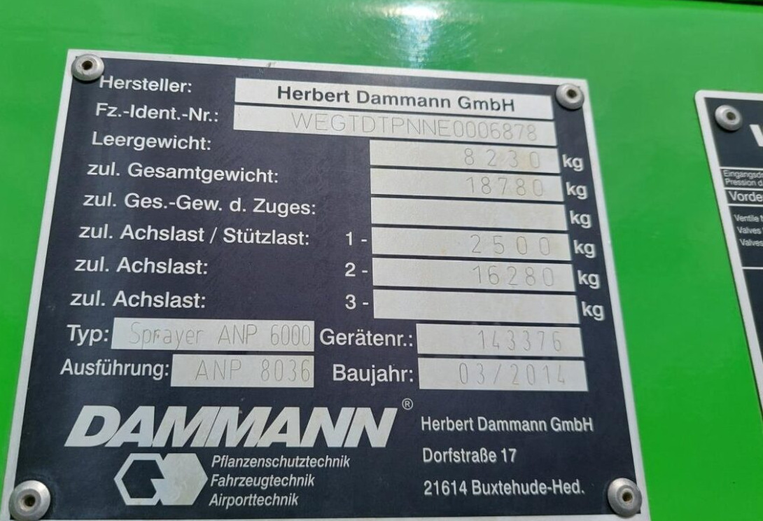 Συρόμενο ψεκαστικό Dammann Profi Class ANP 8036 - 36m: φωτογραφία 15
