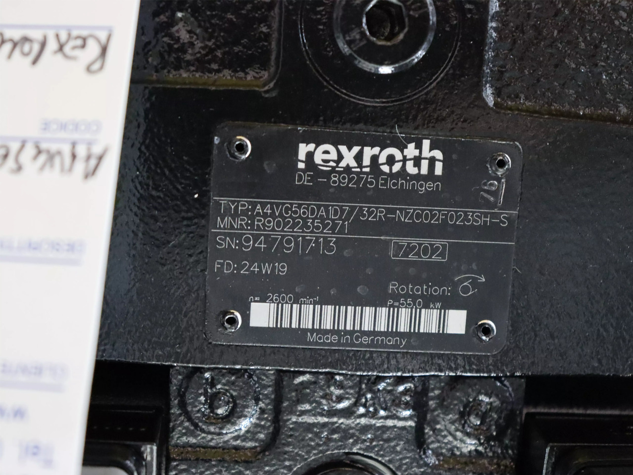 REXROTH A4VG56DA1D7/32R-NZC02F023SH-S - Υδραυλική αντλία για Ανυψωτικό μηχάνημα: φωτογραφία 3 REXROTH A4VG56DA1D7/32R-NZC02F023SH-S - Υδραυλική αντλία για Ανυψωτικό μηχάνημα: φωτογραφία 3